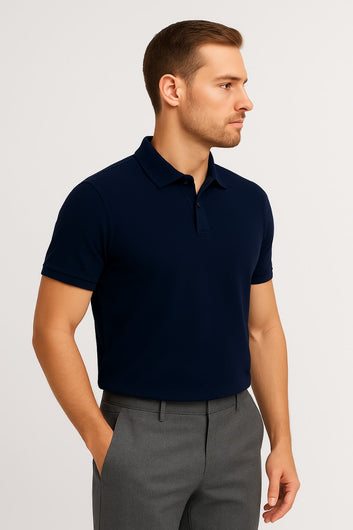 Men’s Navy Blue Polo Shirt – Premium Cotton | Casual, Office & Smart Wear