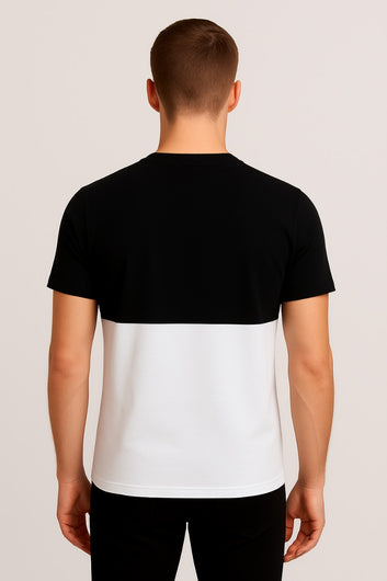 Men’s Black & White Colorblock T-Shirt – Premium Cotton | Casual Everyday Wear
