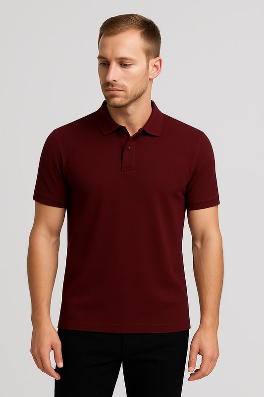 Men’s Burgundy Polo Shirt – Premium Cotton | Elegant Casual & Smart Wear