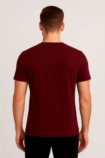 Men’s Solid Maroon Crew Neck T-Shirt – Premium Cotton | Casual & Everyday Wear