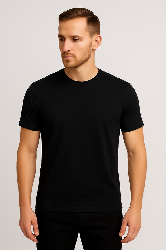 Men’s Black Classic Crew Neck T-Shirt – Premium Cotton