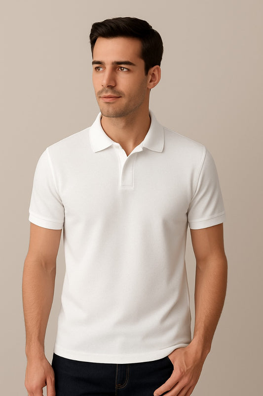 Elite Contrast PK Polo – white  💎