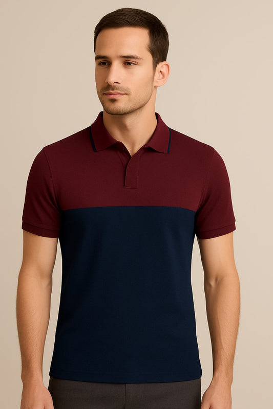 👕 Men’s Classic Polo Shirt – Navy Blue 💙 & Burgandy | Casual & Smart Wear ✨