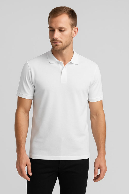 Men’s Classic White Polo Shirt – Premium Cotton | Casual & Semi-Formal Wear